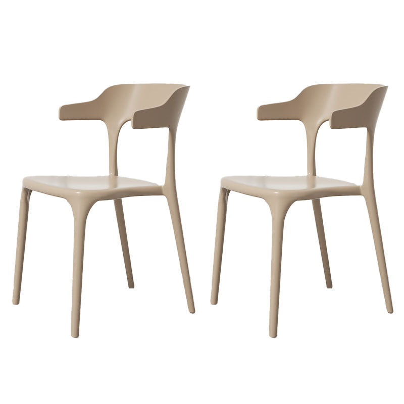 Modern Plastic Home Arm Chair Matte Finish Open Dining Chair Coffee 2 Piece Set Clearhalo 'Dining Chairs' 'Dining Tables & Seating' 'dining_chair' 'furn' 'furn_dining_chair' 'Furniture' 'furniture_dining_chair' 'Kitchen & Dining Furniture' 4731746