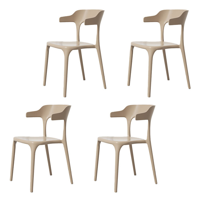 Modern Plastic Home Arm Chair Matte Finish Open Dining Chair Coffee 4 Piece Set Clearhalo 'Dining Chairs' 'Dining Tables & Seating' 'dining_chair' 'furn' 'furn_dining_chair' 'Furniture' 'furniture_dining_chair' 'Kitchen & Dining Furniture' 4731747