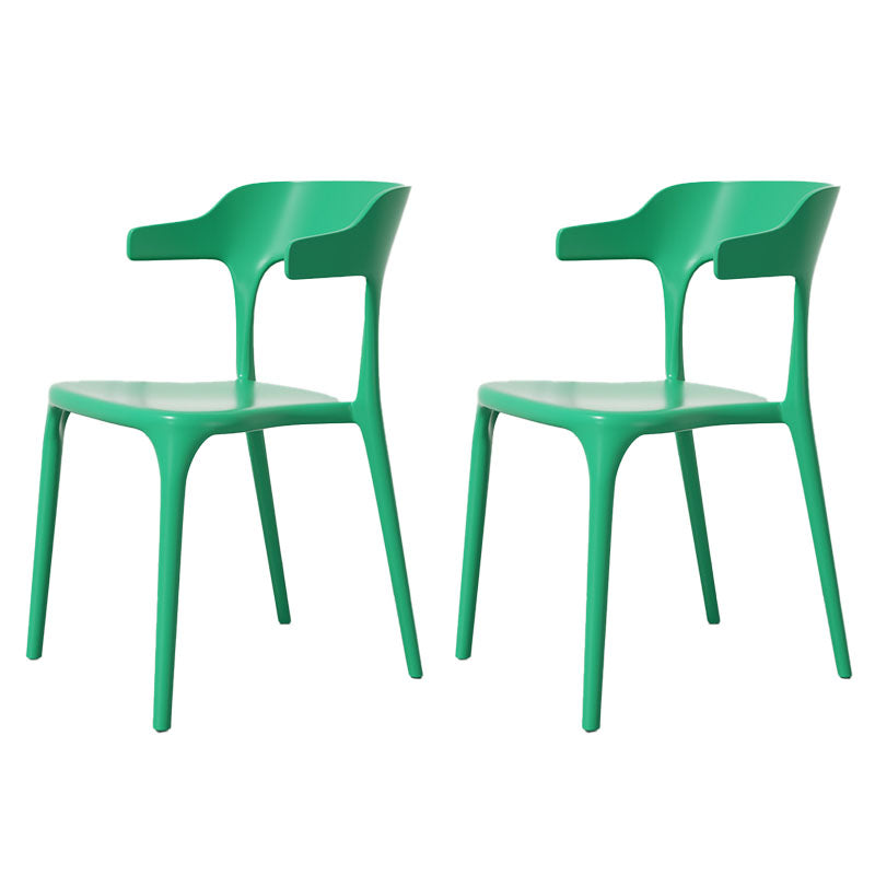 Modern Plastic Home Arm Chair Matte Finish Open Dining Chair Green 2 Piece Set Clearhalo 'Dining Chairs' 'Dining Tables & Seating' 'dining_chair' 'furn' 'furn_dining_chair' 'Furniture' 'furniture_dining_chair' 'Kitchen & Dining Furniture' 4731749