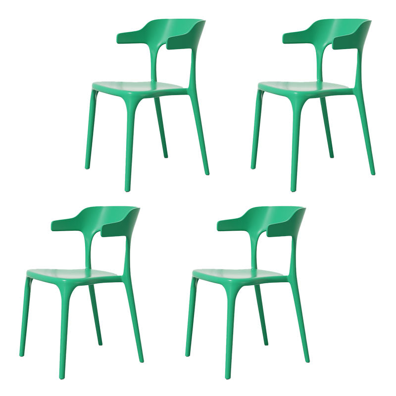 Modern Plastic Home Arm Chair Matte Finish Open Dining Chair Green 4 Piece Set Clearhalo 'Dining Chairs' 'Dining Tables & Seating' 'dining_chair' 'furn' 'furn_dining_chair' 'Furniture' 'furniture_dining_chair' 'Kitchen & Dining Furniture' 4731750