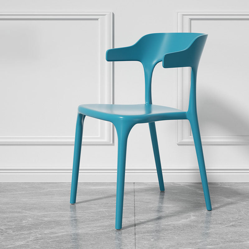 Modern Plastic Home Arm Chair Matte Finish Open Dining Chair Blue 1 Piece Clearhalo 'Dining Chairs' 'Dining Tables & Seating' 'dining_chair' 'furn' 'furn_dining_chair' 'Furniture' 'furniture_dining_chair' 'Kitchen & Dining Furniture' 4731751