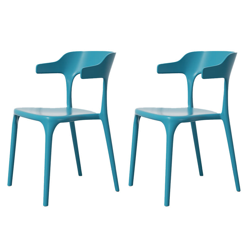 Modern Plastic Home Arm Chair Matte Finish Open Dining Chair Blue 2 Piece Set Clearhalo 'Dining Chairs' 'Dining Tables & Seating' 'dining_chair' 'furn' 'furn_dining_chair' 'Furniture' 'furniture_dining_chair' 'Kitchen & Dining Furniture' 4731752