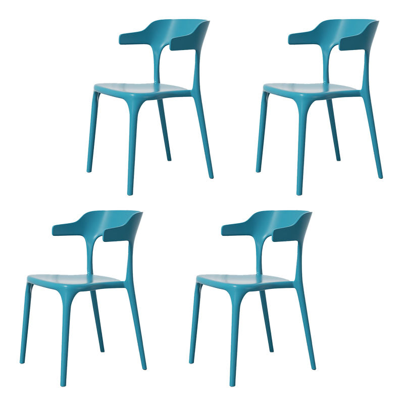Modern Plastic Home Arm Chair Matte Finish Open Dining Chair Blue 4 Piece Set Clearhalo 'Dining Chairs' 'Dining Tables & Seating' 'dining_chair' 'furn' 'furn_dining_chair' 'Furniture' 'furniture_dining_chair' 'Kitchen & Dining Furniture' 4731753