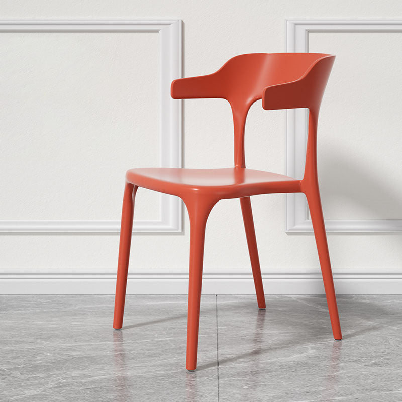 Modern Plastic Home Arm Chair Matte Finish Open Dining Chair Red 1 Piece Clearhalo 'Dining Chairs' 'Dining Tables & Seating' 'dining_chair' 'furn' 'furn_dining_chair' 'Furniture' 'furniture_dining_chair' 'Kitchen & Dining Furniture' 4731754