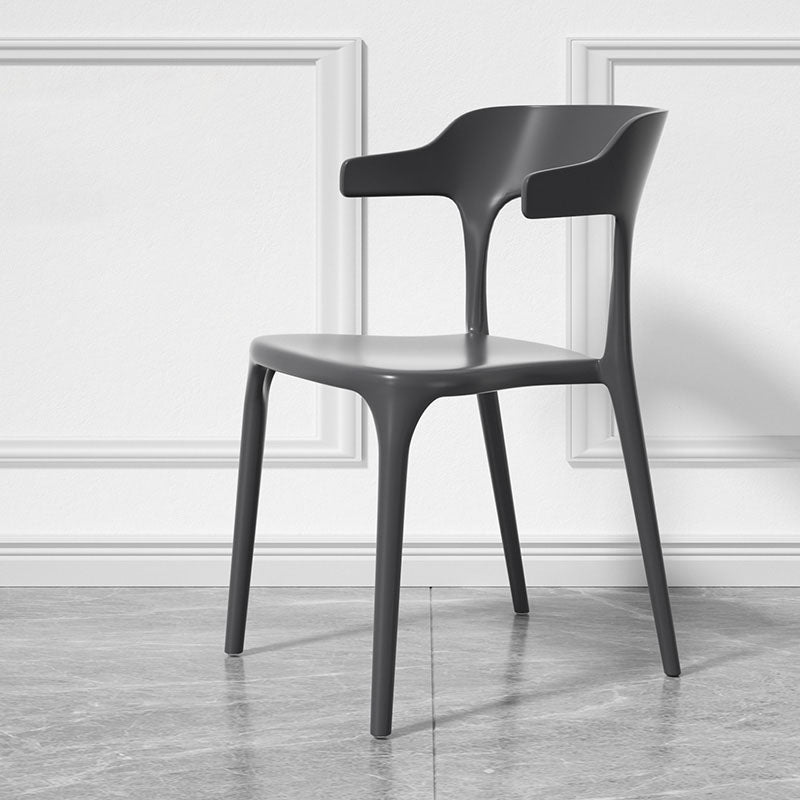 Modern Plastic Home Arm Chair Matte Finish Open Dining Chair Black 1 Piece Clearhalo 'Dining Chairs' 'Dining Tables & Seating' 'dining_chair' 'furn' 'furn_dining_chair' 'Furniture' 'furniture_dining_chair' 'Kitchen & Dining Furniture' 4731757