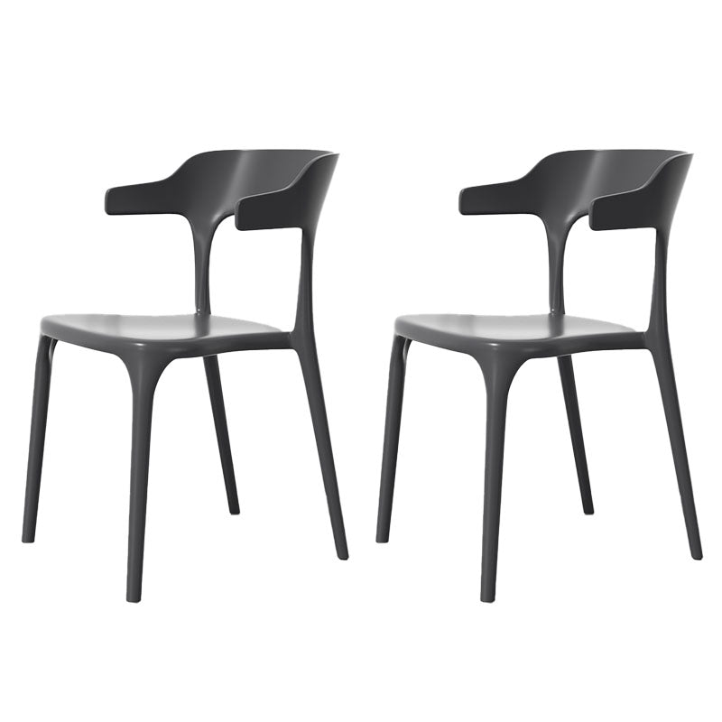 Modern Plastic Home Arm Chair Matte Finish Open Dining Chair Black 2 Piece Set Clearhalo 'Dining Chairs' 'Dining Tables & Seating' 'dining_chair' 'furn' 'furn_dining_chair' 'Furniture' 'furniture_dining_chair' 'Kitchen & Dining Furniture' 4731758