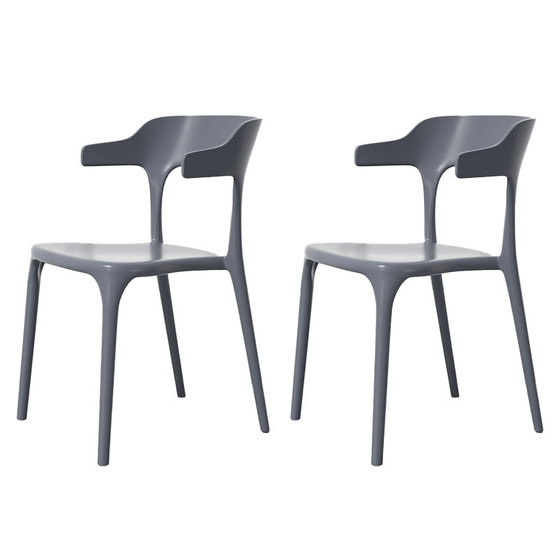 Modern Plastic Home Arm Chair Matte Finish Open Dining Chair Grey 2 Piece Set Clearhalo 'Dining Chairs' 'Dining Tables & Seating' 'dining_chair' 'furn' 'furn_dining_chair' 'Furniture' 'furniture_dining_chair' 'Kitchen & Dining Furniture' 4731761