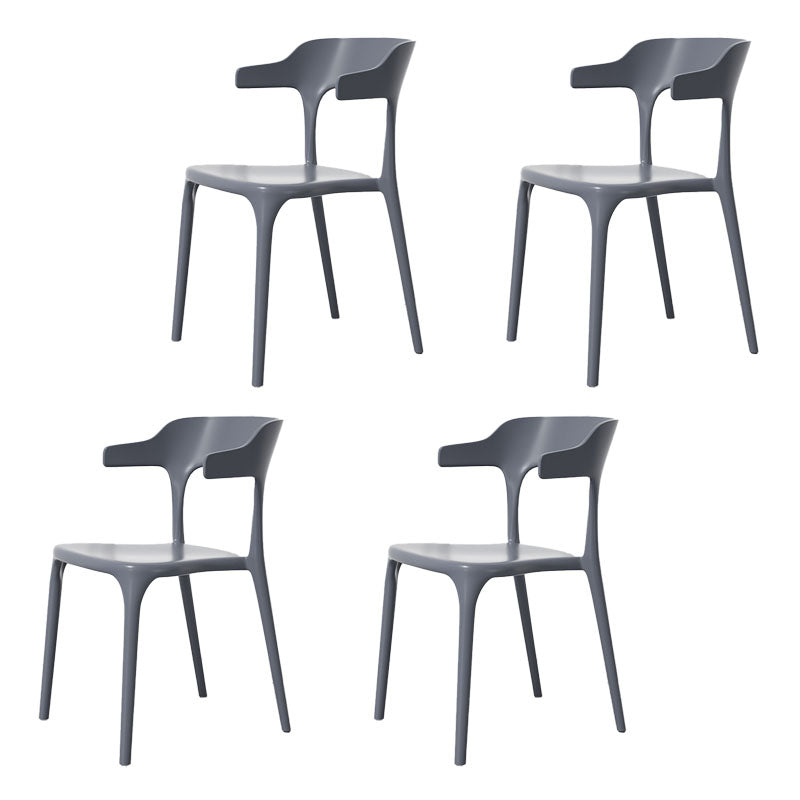 Modern Plastic Home Arm Chair Matte Finish Open Dining Chair Grey 4 Piece Set Clearhalo 'Dining Chairs' 'Dining Tables & Seating' 'dining_chair' 'furn' 'furn_dining_chair' 'Furniture' 'furniture_dining_chair' 'Kitchen & Dining Furniture' 4731762