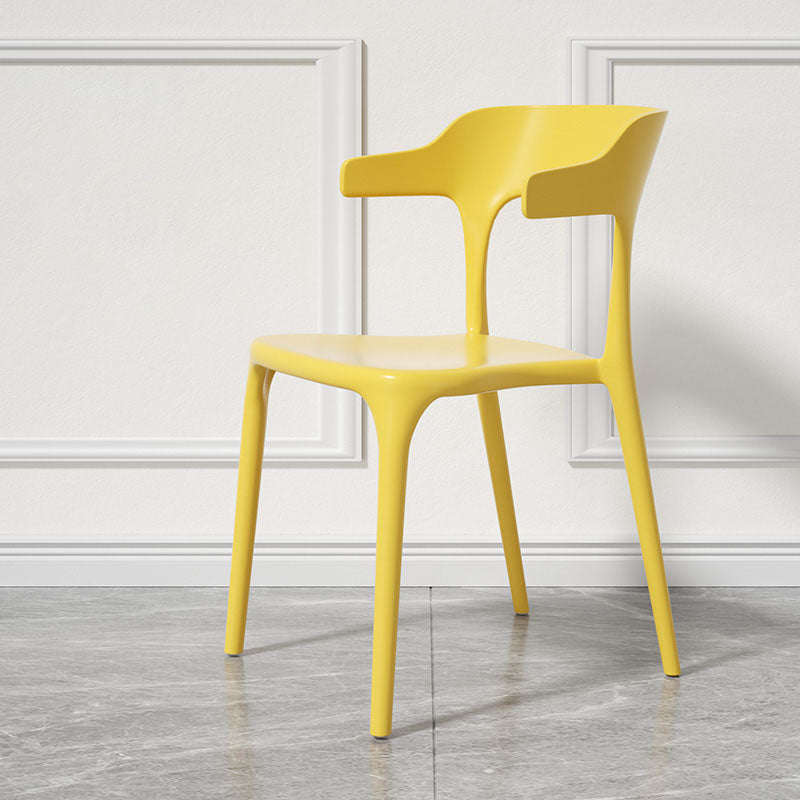 Modern Plastic Home Arm Chair Matte Finish Open Dining Chair Lemon Yellow 1 Piece Clearhalo 'Dining Chairs' 'Dining Tables & Seating' 'dining_chair' 'furn' 'furn_dining_chair' 'Furniture' 'furniture_dining_chair' 'Kitchen & Dining Furniture' 4731763