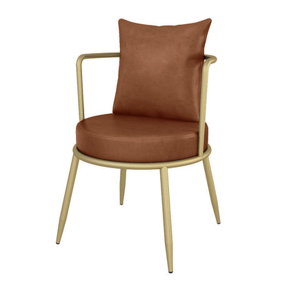 Scandinavian Upholstered Linen Fabric Dining Chair Open Back Side Chair Brown 1 Piece Clearhalo 'Dining Chairs' 'Dining Tables & Seating' 'dining_chair' 'furn' 'furn_dining_chair' 'Furniture' 'furniture_dining_chair' 'Kitchen & Dining Furniture' 4731788