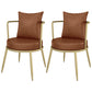 Scandinavian Upholstered Linen Fabric Dining Chair Open Back Side Chair Brown 2 Piece Set Clearhalo 'Dining Chairs' 'Dining Tables & Seating' 'dining_chair' 'furn' 'furn_dining_chair' 'Furniture' 'furniture_dining_chair' 'Kitchen & Dining Furniture' 4731789