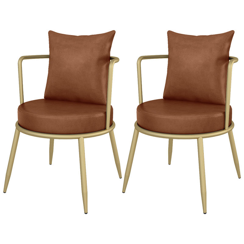 Scandinavian Upholstered Linen Fabric Dining Chair Open Back Side Chair Brown 2 Piece Set Clearhalo 'Dining Chairs' 'Dining Tables & Seating' 'dining_chair' 'furn' 'furn_dining_chair' 'Furniture' 'furniture_dining_chair' 'Kitchen & Dining Furniture' 4731789