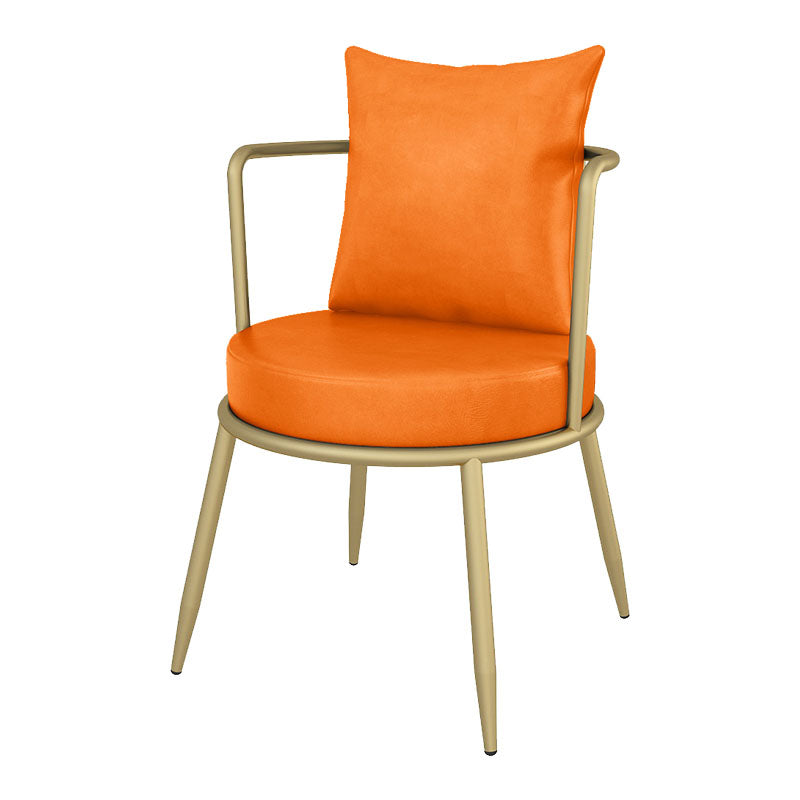 Scandinavian Upholstered Linen Fabric Dining Chair Open Back Side Chair Orange 1 Piece Clearhalo 'Dining Chairs' 'Dining Tables & Seating' 'dining_chair' 'furn' 'furn_dining_chair' 'Furniture' 'furniture_dining_chair' 'Kitchen & Dining Furniture' 4731806