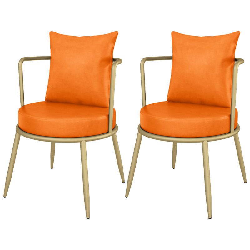 Scandinavian Upholstered Linen Fabric Dining Chair Open Back Side Chair Orange 2 Piece Set Clearhalo 'Dining Chairs' 'Dining Tables & Seating' 'dining_chair' 'furn' 'furn_dining_chair' 'Furniture' 'furniture_dining_chair' 'Kitchen & Dining Furniture' 4731807