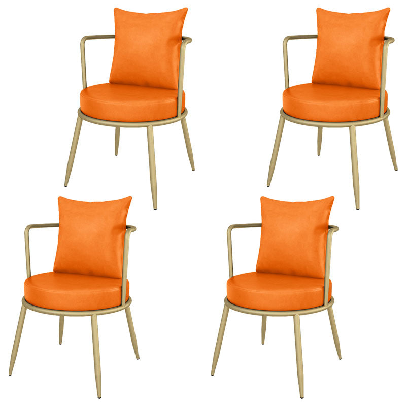 Scandinavian Upholstered Linen Fabric Dining Chair Open Back Side Chair Orange 4 Piece Set Clearhalo 'Dining Chairs' 'Dining Tables & Seating' 'dining_chair' 'furn' 'furn_dining_chair' 'Furniture' 'furniture_dining_chair' 'Kitchen & Dining Furniture' 4731808