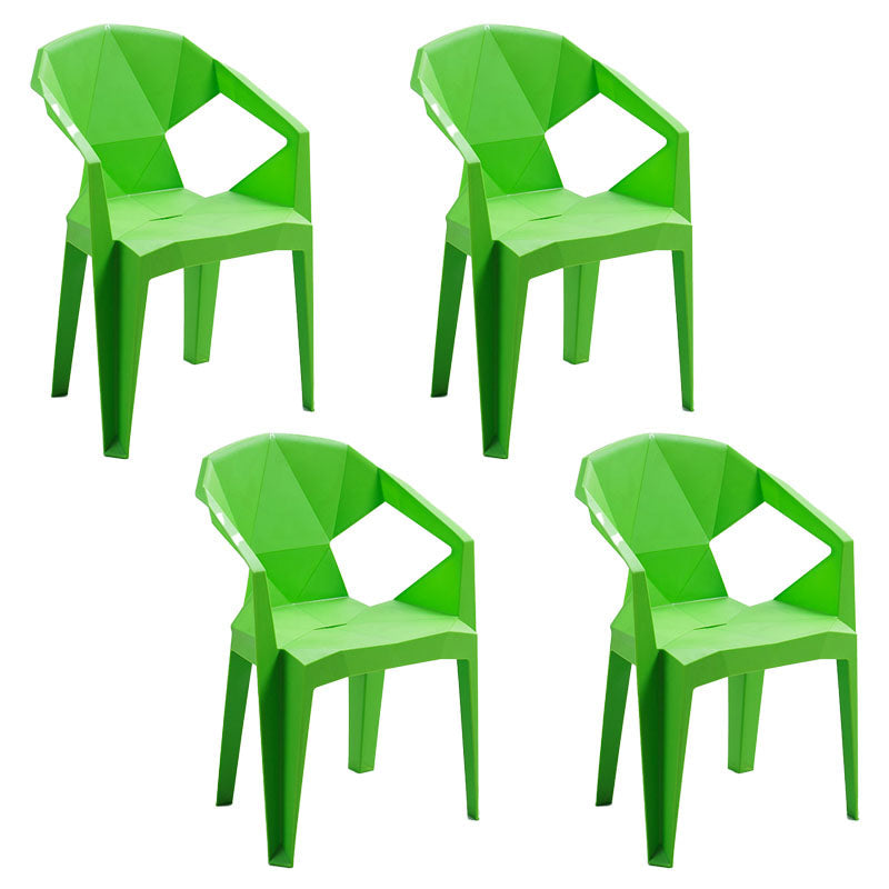 Contemporary Style Stackable Chair Dining Arm Chair with Plastic Legs Green 4 Piece Set Clearhalo 'Dining Chairs' 'Dining Tables & Seating' 'dining_chair' 'furn' 'furn_dining_chair' 'Furniture' 'furniture_dining_chair' 'Kitchen & Dining Furniture' 4731811