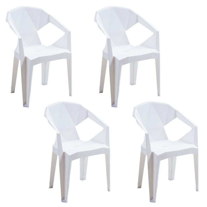 Contemporary Style Stackable Chair Dining Arm Chair with Plastic Legs White 4 Piece Set Clearhalo 'Dining Chairs' 'Dining Tables & Seating' 'dining_chair' 'furn' 'furn_dining_chair' 'Furniture' 'furniture_dining_chair' 'Kitchen & Dining Furniture' 4731812