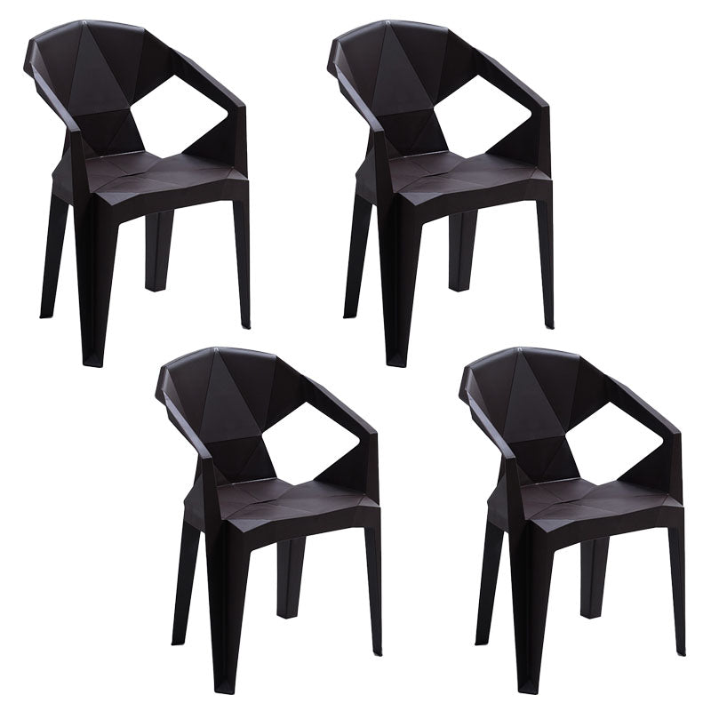 Contemporary Style Stackable Chair Dining Arm Chair with Plastic Legs Dark Brown 4 Piece Set Clearhalo 'Dining Chairs' 'Dining Tables & Seating' 'dining_chair' 'furn' 'furn_dining_chair' 'Furniture' 'furniture_dining_chair' 'Kitchen & Dining Furniture' 4731814