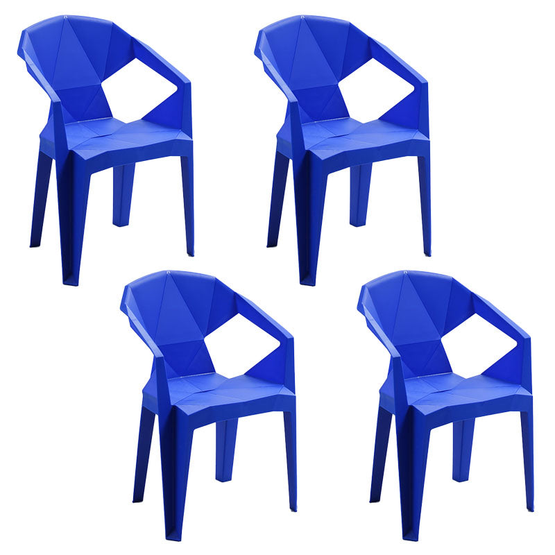 Contemporary Style Stackable Chair Dining Arm Chair with Plastic Legs Dark Blue 4 Piece Set Clearhalo 'Dining Chairs' 'Dining Tables & Seating' 'dining_chair' 'furn' 'furn_dining_chair' 'Furniture' 'furniture_dining_chair' 'Kitchen & Dining Furniture' 4731817