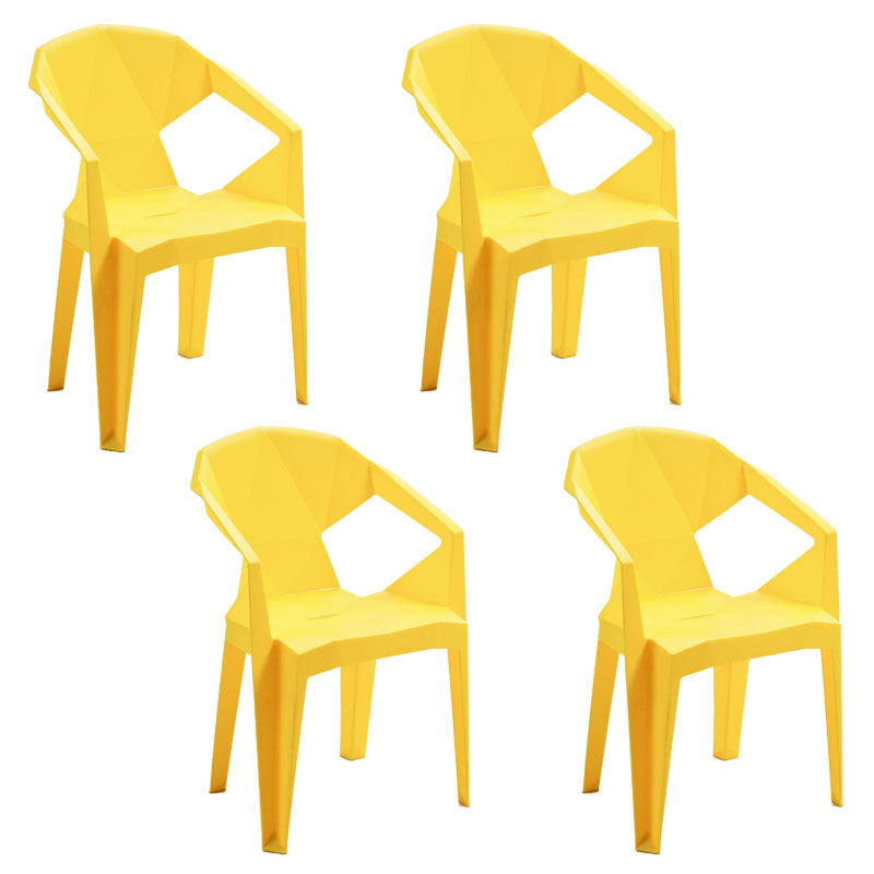 Contemporary Style Stackable Chair Dining Arm Chair with Plastic Legs Yellow 4 Piece Set Clearhalo 'Dining Chairs' 'Dining Tables & Seating' 'dining_chair' 'furn' 'furn_dining_chair' 'Furniture' 'furniture_dining_chair' 'Kitchen & Dining Furniture' 4731818