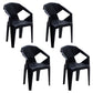 Contemporary Style Stackable Chair Dining Arm Chair with Plastic Legs Black 4 Piece Set Clearhalo 'Dining Chairs' 'Dining Tables & Seating' 'dining_chair' 'furn' 'furn_dining_chair' 'Furniture' 'furniture_dining_chair' 'Kitchen & Dining Furniture' 4731820