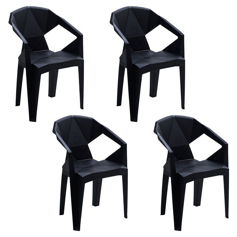 Contemporary Style Stackable Chair Dining Arm Chair with Plastic Legs Black 4 Piece Set Clearhalo 'Dining Chairs' 'Dining Tables & Seating' 'dining_chair' 'furn' 'furn_dining_chair' 'Furniture' 'furniture_dining_chair' 'Kitchen & Dining Furniture' 4731820