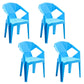 Contemporary Style Stackable Chair Dining Arm Chair with Plastic Legs Light Blue 4 Piece Set Clearhalo 'Dining Chairs' 'Dining Tables & Seating' 'dining_chair' 'furn' 'furn_dining_chair' 'Furniture' 'furniture_dining_chair' 'Kitchen & Dining Furniture' 4731822