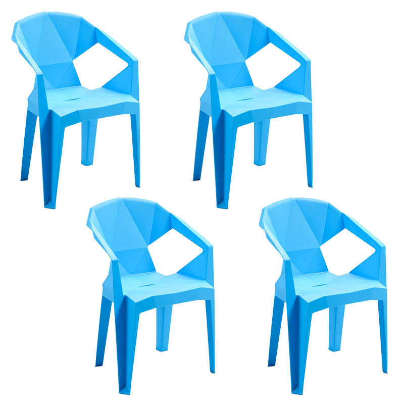 Contemporary Style Stackable Chair Dining Arm Chair with Plastic Legs Light Blue 4 Piece Set Clearhalo 'Dining Chairs' 'Dining Tables & Seating' 'dining_chair' 'furn' 'furn_dining_chair' 'Furniture' 'furniture_dining_chair' 'Kitchen & Dining Furniture' 4731822