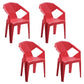 Contemporary Style Stackable Chair Dining Arm Chair with Plastic Legs Red 4 Piece Set Clearhalo 'Dining Chairs' 'Dining Tables & Seating' 'dining_chair' 'furn' 'furn_dining_chair' 'Furniture' 'furniture_dining_chair' 'Kitchen & Dining Furniture' 4731824