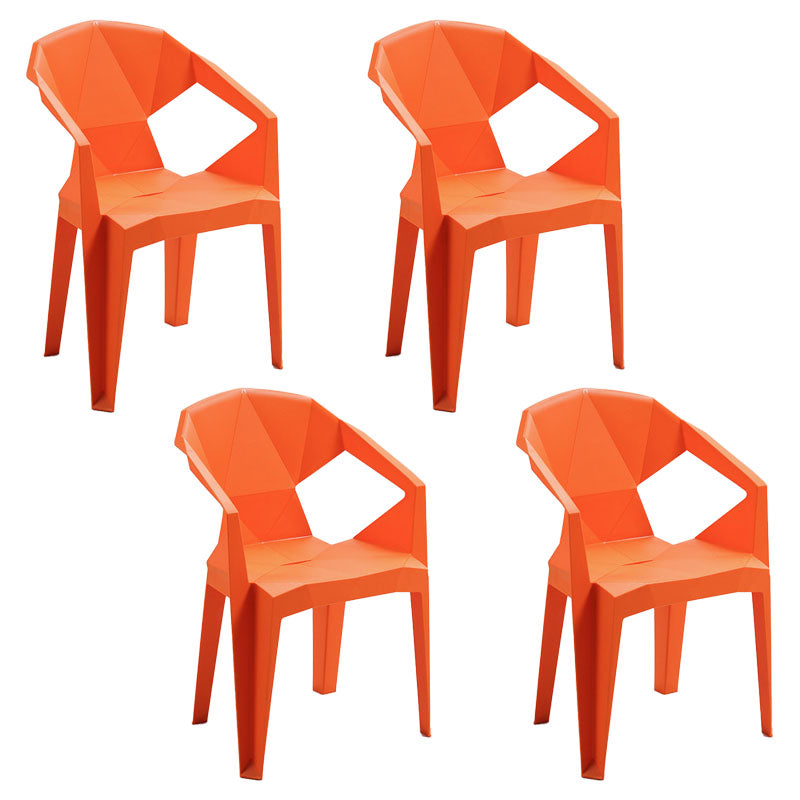Contemporary Style Stackable Chair Dining Arm Chair with Plastic Legs Orange 4 Piece Set Clearhalo 'Dining Chairs' 'Dining Tables & Seating' 'dining_chair' 'furn' 'furn_dining_chair' 'Furniture' 'furniture_dining_chair' 'Kitchen & Dining Furniture' 4731826