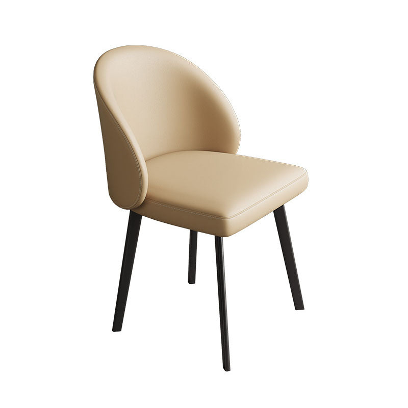 Contemporary Style Dining Chair Armless Chair with Metal Legs Beige 1 Piece Clearhalo 'Dining Chairs' 'Dining Tables & Seating' 'dining_chair' 'furn' 'furn_dining_chair' 'Furniture' 'furniture_dining_chair' 'Kitchen & Dining Furniture' 4731834