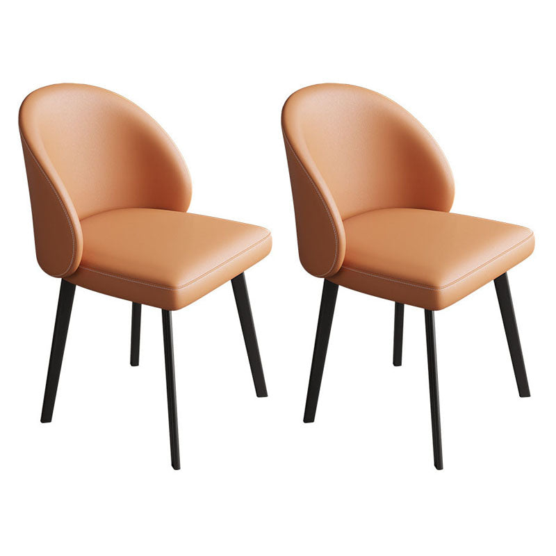 Contemporary Style Dining Chair Armless Chair with Metal Legs Orange 2 Piece Set Clearhalo 'Dining Chairs' 'Dining Tables & Seating' 'dining_chair' 'furn' 'furn_dining_chair' 'Furniture' 'furniture_dining_chair' 'Kitchen & Dining Furniture' 4731848