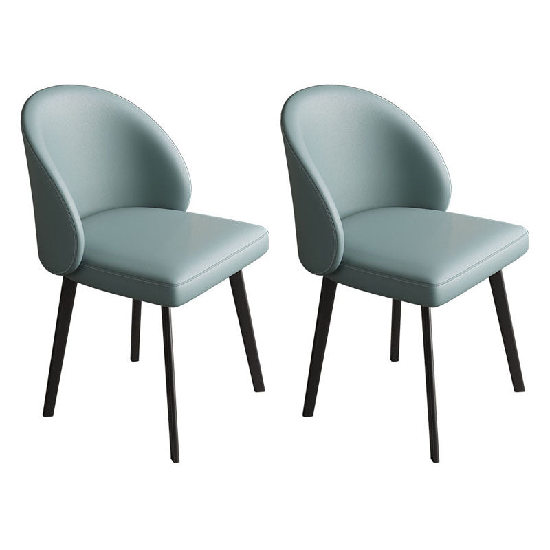 Contemporary Style Dining Chair Armless Chair with Metal Legs Blue 2 Piece Set Clearhalo 'Dining Chairs' 'Dining Tables & Seating' 'dining_chair' 'furn' 'furn_dining_chair' 'Furniture' 'furniture_dining_chair' 'Kitchen & Dining Furniture' 4731856