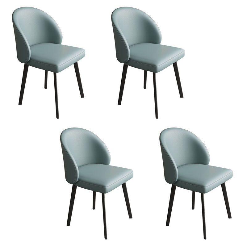 Contemporary Style Dining Chair Armless Chair with Metal Legs Blue 4 Piece Set Clearhalo 'Dining Chairs' 'Dining Tables & Seating' 'dining_chair' 'furn' 'furn_dining_chair' 'Furniture' 'furniture_dining_chair' 'Kitchen & Dining Furniture' 4731857