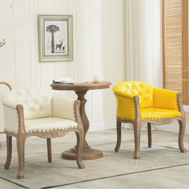 Farmhouse Home Solid Back Arm Chair Leather Matte Finish Dining Chair Clearhalo 'Dining Chairs' 'Dining Tables & Seating' 'dining_chair' 'Furniture' 'furniture_dining_chair' 'Kitchen & Dining Furniture' 4731861