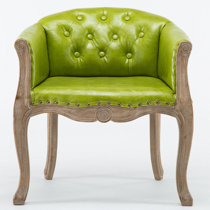 Farmhouse Home Solid Back Arm Chair Leather Matte Finish Dining Chair Light Green 1 Piece Clearhalo 'Dining Chairs' 'Dining Tables & Seating' 'dining_chair' 'Furniture' 'furniture_dining_chair' 'Kitchen & Dining Furniture' 4731862