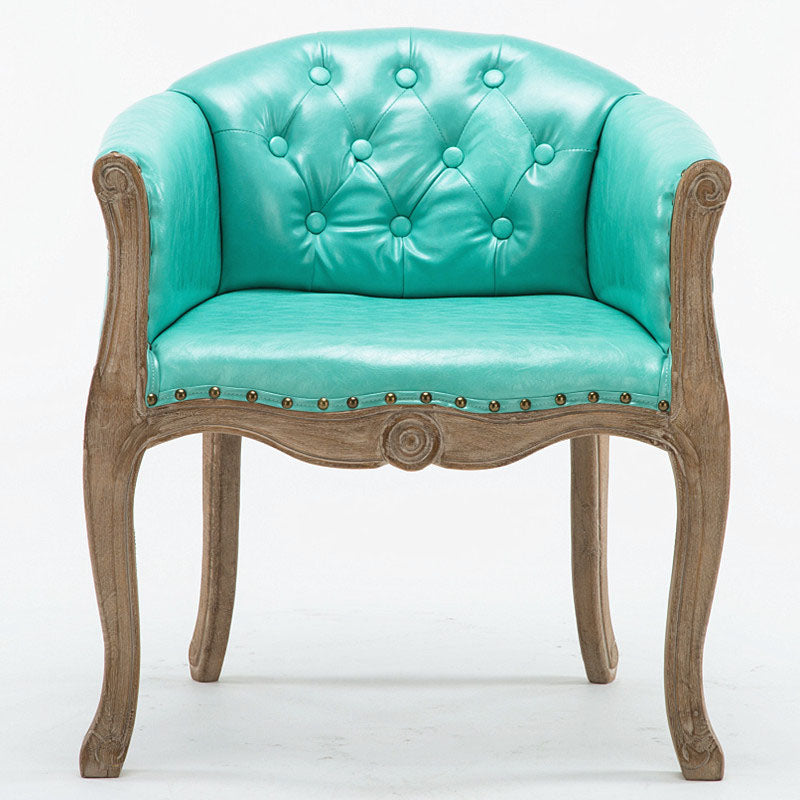 Farmhouse Home Solid Back Arm Chair Leather Matte Finish Dining Chair Sky Blue 1 Piece Clearhalo 'Dining Chairs' 'Dining Tables & Seating' 'dining_chair' 'Furniture' 'furniture_dining_chair' 'Kitchen & Dining Furniture' 4731864