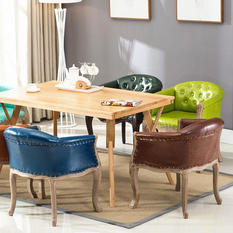 Farmhouse Home Solid Back Arm Chair Leather Matte Finish Dining Chair Clearhalo 'Dining Chairs' 'Dining Tables & Seating' 'dining_chair' 'Furniture' 'furniture_dining_chair' 'Kitchen & Dining Furniture' 4731866