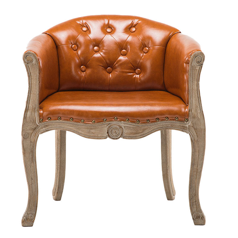 Farmhouse Home Solid Back Arm Chair Leather Matte Finish Dining Chair Clearhalo 'Dining Chairs' 'Dining Tables & Seating' 'dining_chair' 'Furniture' 'furniture_dining_chair' 'Kitchen & Dining Furniture' 4731867