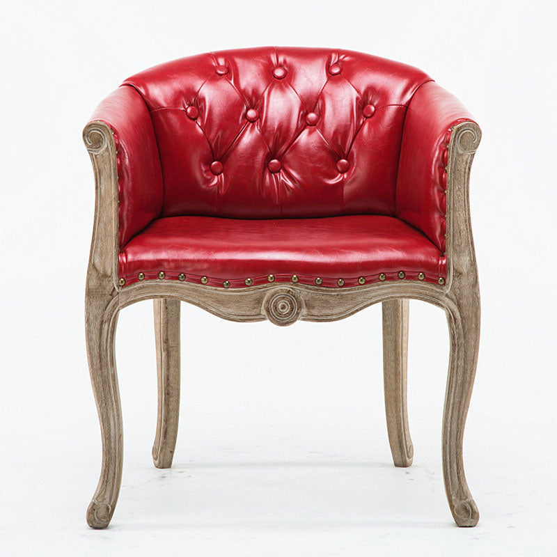 Farmhouse Home Solid Back Arm Chair Leather Matte Finish Dining Chair Red 1 Piece Clearhalo 'Dining Chairs' 'Dining Tables & Seating' 'dining_chair' 'Furniture' 'furniture_dining_chair' 'Kitchen & Dining Furniture' 4731870