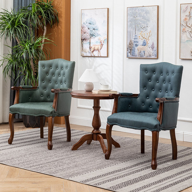 Farmhouse Faux Leather Home Arm Chair Matte Finish Solid Back Dining Chair Clearhalo 'Dining Chairs' 'Dining Tables & Seating' 'dining_chair' 'furn' 'furn_dining_chair' 'Furniture' 'furniture_dining_chair' 'Kitchen & Dining Furniture' 4731910