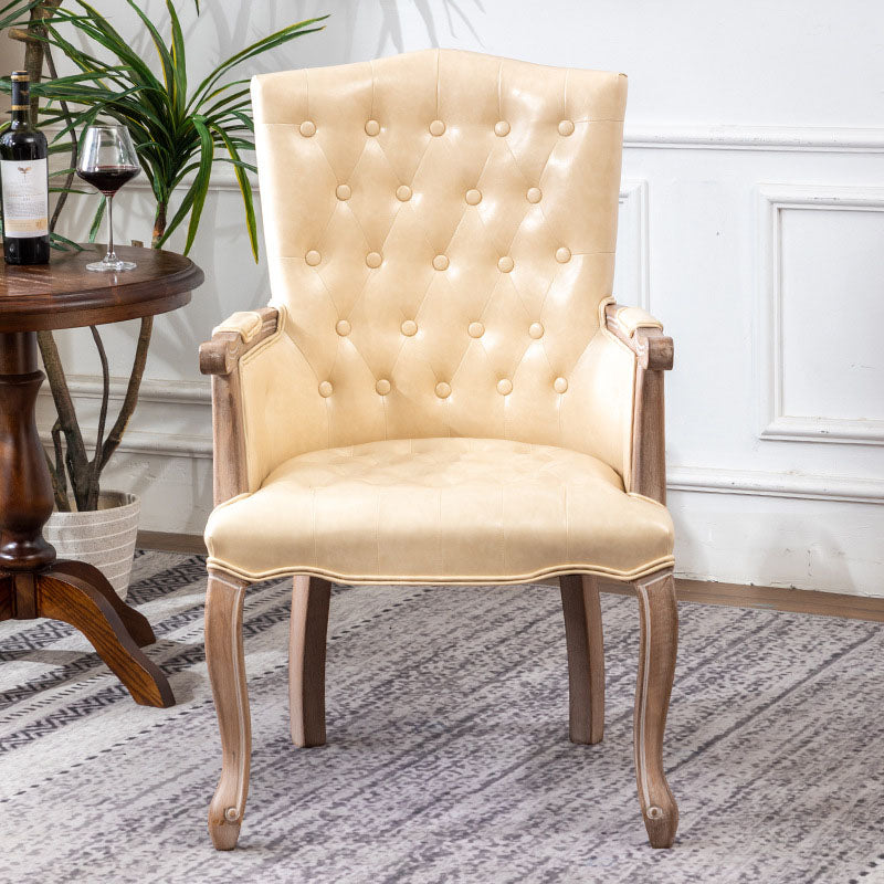 Farmhouse Faux Leather Home Arm Chair Matte Finish Solid Back Dining Chair White 1 Piece Clearhalo 'Dining Chairs' 'Dining Tables & Seating' 'dining_chair' 'furn' 'furn_dining_chair' 'Furniture' 'furniture_dining_chair' 'Kitchen & Dining Furniture' 4731916