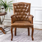 Farmhouse Faux Leather Home Arm Chair Matte Finish Solid Back Dining Chair Khaki 1 Piece Clearhalo 'Dining Chairs' 'Dining Tables & Seating' 'dining_chair' 'furn' 'furn_dining_chair' 'Furniture' 'furniture_dining_chair' 'Kitchen & Dining Furniture' 4731917