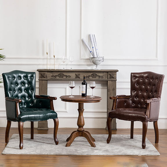 Farmhouse Faux Leather Home Arm Chair Matte Finish Solid Back Dining Chair Clearhalo 'Dining Chairs' 'Dining Tables & Seating' 'dining_chair' 'furn' 'furn_dining_chair' 'Furniture' 'furniture_dining_chair' 'Kitchen & Dining Furniture' 4731927