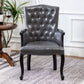 Farmhouse Faux Leather Home Arm Chair Matte Finish Solid Back Dining Chair Grey 1 Piece Clearhalo 'Dining Chairs' 'Dining Tables & Seating' 'dining_chair' 'furn' 'furn_dining_chair' 'Furniture' 'furniture_dining_chair' 'Kitchen & Dining Furniture' 4731928