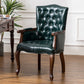 Farmhouse Faux Leather Home Arm Chair Matte Finish Solid Back Dining Chair Blackish Green 1 Piece Clearhalo 'Dining Chairs' 'Dining Tables & Seating' 'dining_chair' 'furn' 'furn_dining_chair' 'Furniture' 'furniture_dining_chair' 'Kitchen & Dining Furniture' 4731930