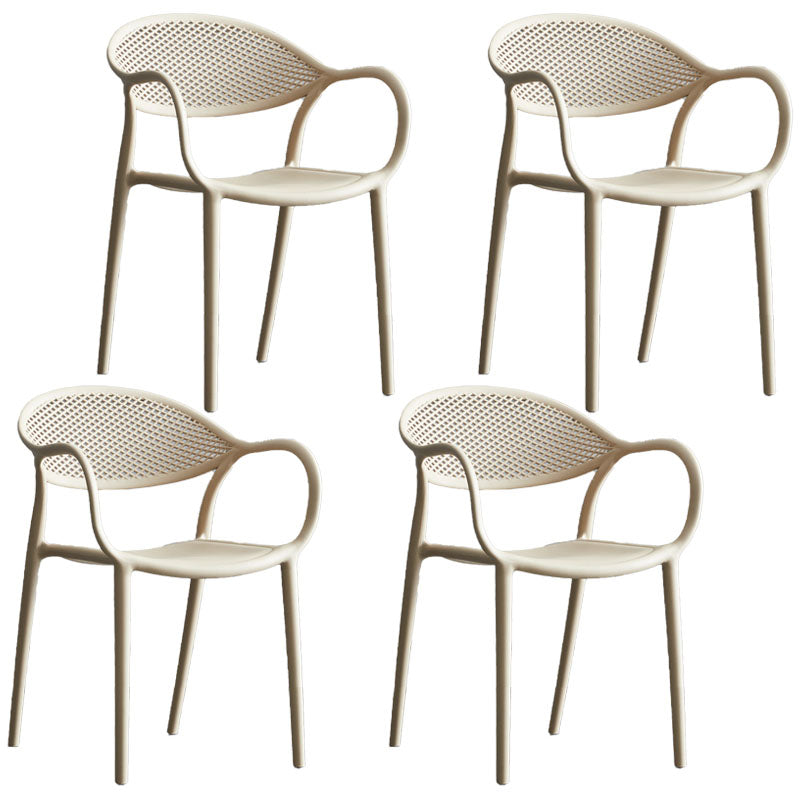 Scandinavian Plastic Kitchen Dining Room Arm Chair Open Back Chair Camel 4 Piece Set Clearhalo 'Dining Chairs' 'Dining Tables & Seating' 'dining_chair' 'furn' 'furn_dining_chair' 'Furniture' 'furniture_dining_chair' 'Kitchen & Dining Furniture' 4731946