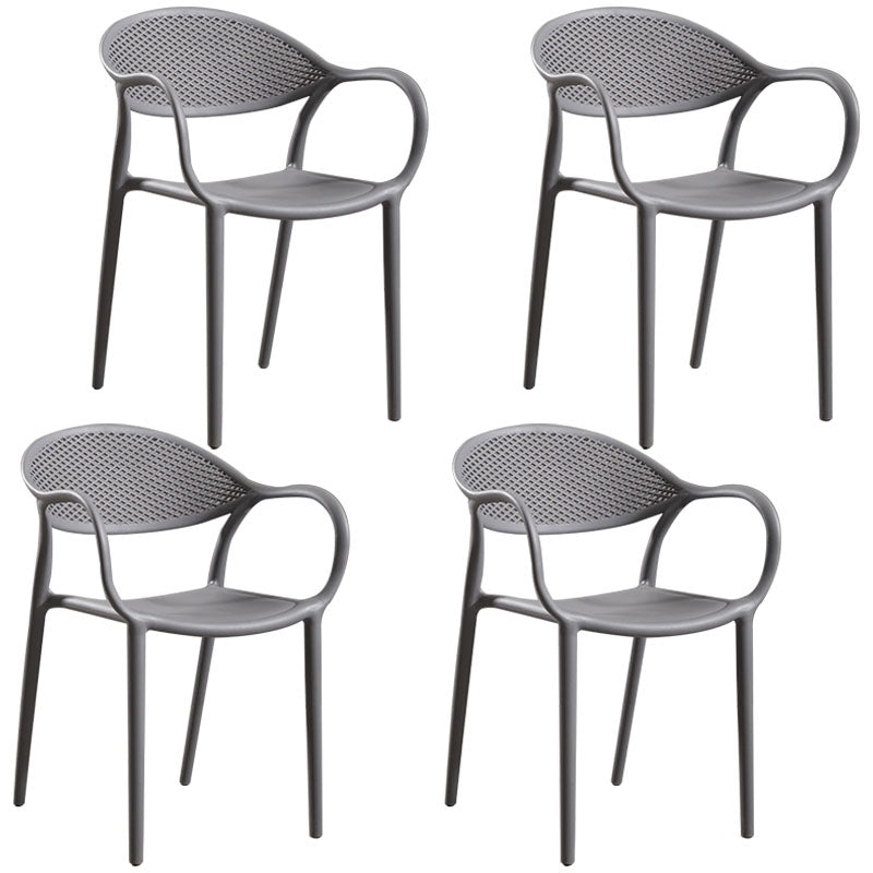 Scandinavian Plastic Kitchen Dining Room Arm Chair Open Back Chair Grey 4 Piece Set Clearhalo 'Dining Chairs' 'Dining Tables & Seating' 'dining_chair' 'furn' 'furn_dining_chair' 'Furniture' 'furniture_dining_chair' 'Kitchen & Dining Furniture' 4731947