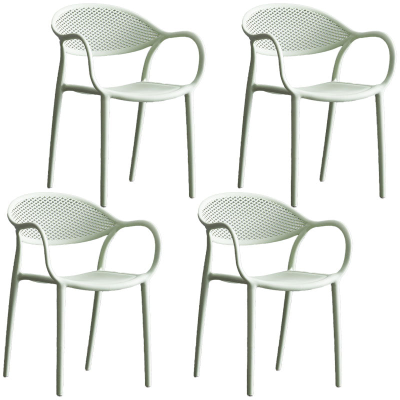 Scandinavian Plastic Kitchen Dining Room Arm Chair Open Back Chair Green 4 Piece Set Clearhalo 'Dining Chairs' 'Dining Tables & Seating' 'dining_chair' 'furn' 'furn_dining_chair' 'Furniture' 'furniture_dining_chair' 'Kitchen & Dining Furniture' 4731954