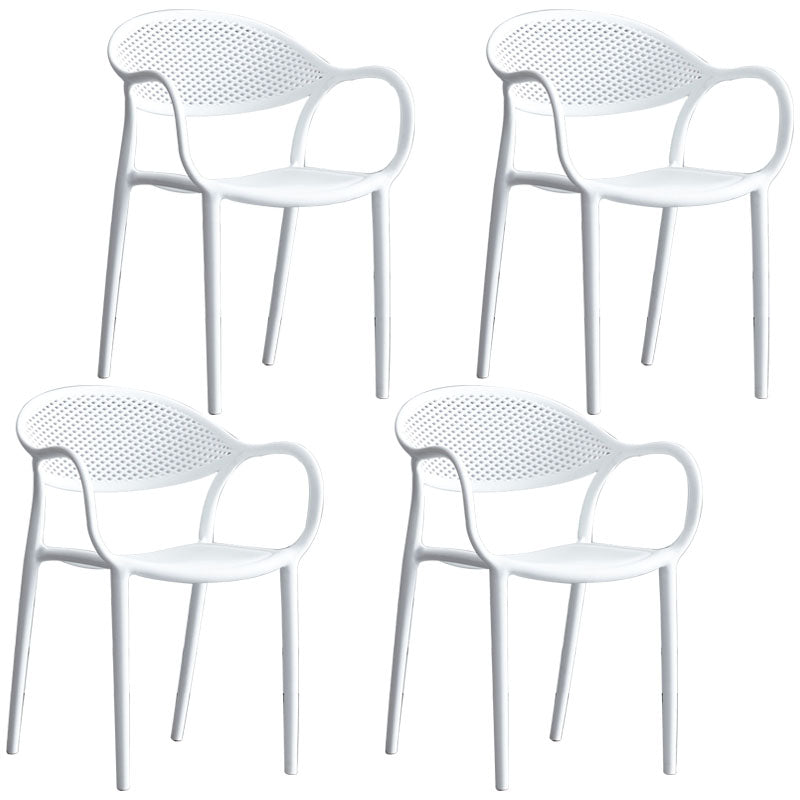 Scandinavian Plastic Kitchen Dining Room Arm Chair Open Back Chair White 4 Piece Set Clearhalo 'Dining Chairs' 'Dining Tables & Seating' 'dining_chair' 'furn' 'furn_dining_chair' 'Furniture' 'furniture_dining_chair' 'Kitchen & Dining Furniture' 4731956